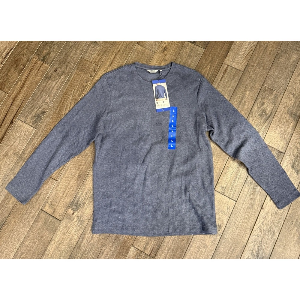 English Laundry Men's Comfort Stretch Long Sleeve Crewneck Shirt Size L Blue